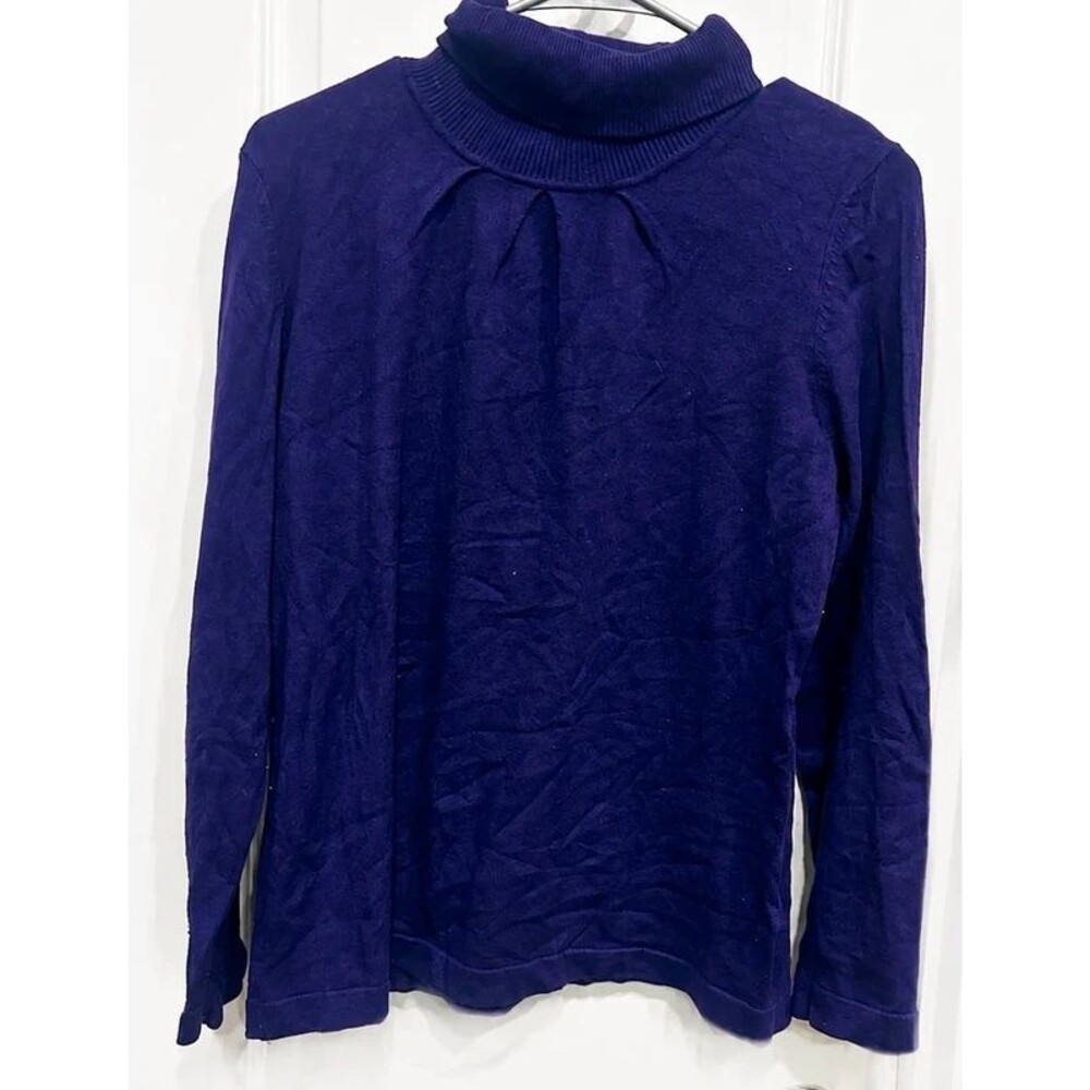 Joseph A. Women’s Large Purple Silk-Blend Turtleneck Sweater